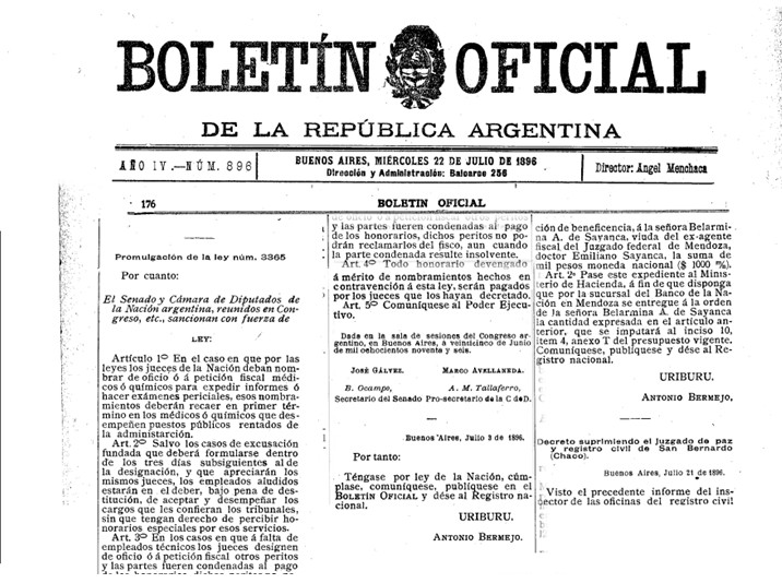 Boletín oficial del año 1896