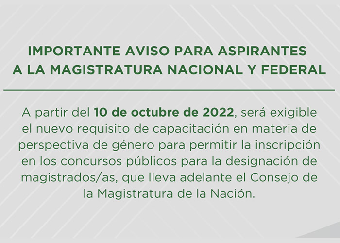 Inscripcion para aspirantes a la Magistratura Nacional y Federal